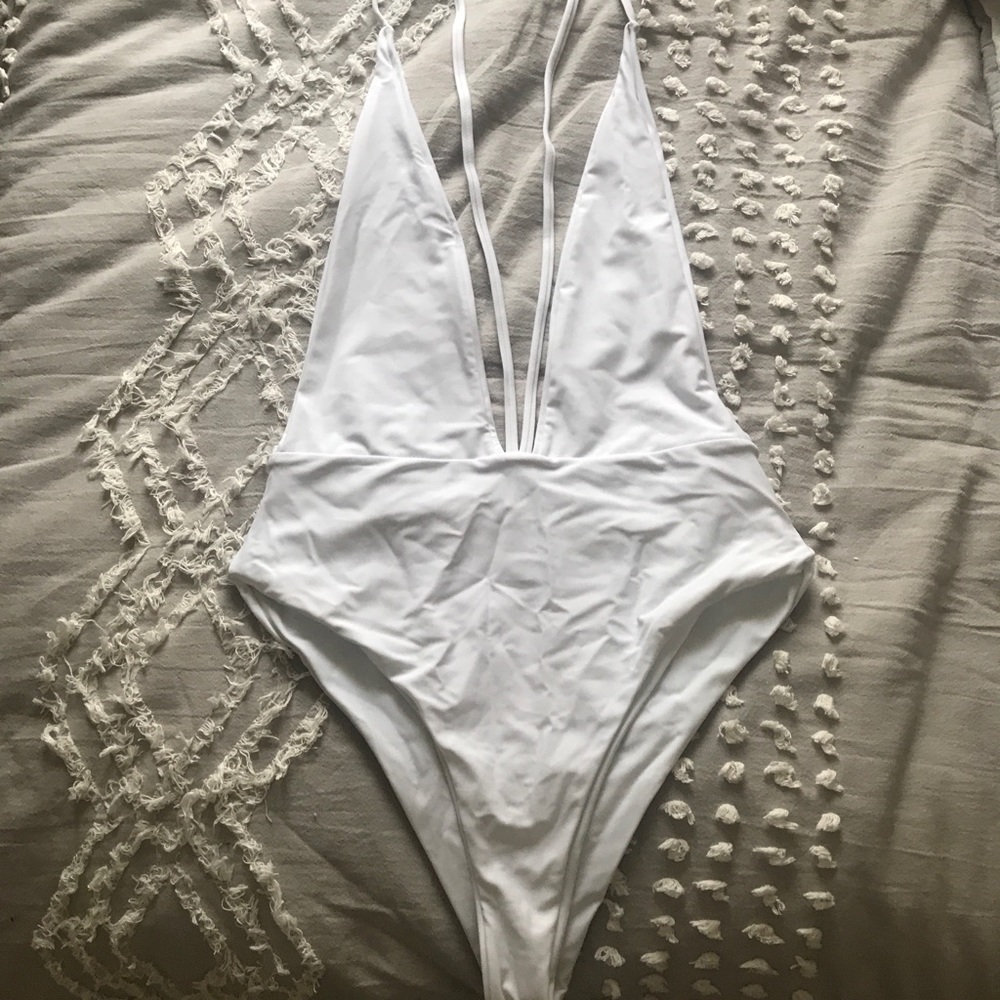 White strappy one piece